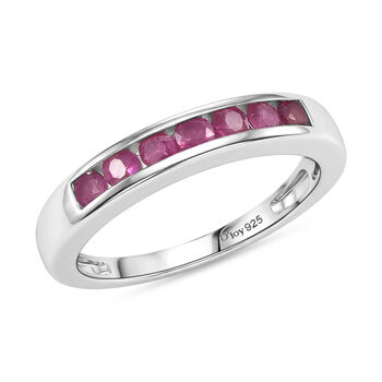 D'Joy AA Afrikanischer Rubin (Fissure gef&uuml;llt) Ring 925 Silber Antik-silber-Plattierung (Gr&ouml;&szlig;e 18.00) ca. 0,75 ct