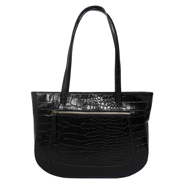 Assots London Julia, krokogepr&auml;gt echtes Leder Tote Tashe - Gr&ouml;&szlig;e: 35x24x6cm, schwarz