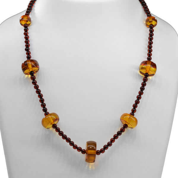 Nat&uuml;rliche, baltische Bernstein Halskette, ca. 48 cm, 925 Silber ca. 68.75 ct