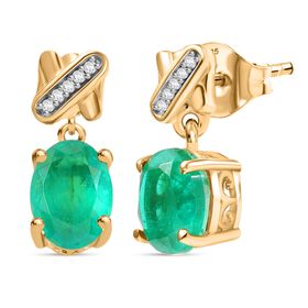 D'Joy Smaragd Triplett Quarz und weiße Zirkon Ohrringe - 2,89 ct. D'Joy Smaragd Triplett Quarz und weiße Zirkon Ohrringe - 2,89 ct.