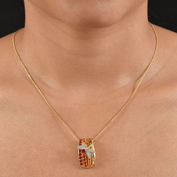 GP Trionfo Kollektion - AAAA Mexikanischer Purpurroter Feuer Opal Anhänger mit Kette, 925 Silber 750 Gelbgold Vermeil ca. 1.48 ct image number 3