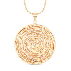 Glitzernder Designer-Kristall-Anhänger mit 73cm Kette in Goldton