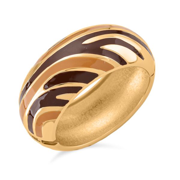 Emaille-Armreif im Wellen-Design, ca. 18 cm, Braun image number 4