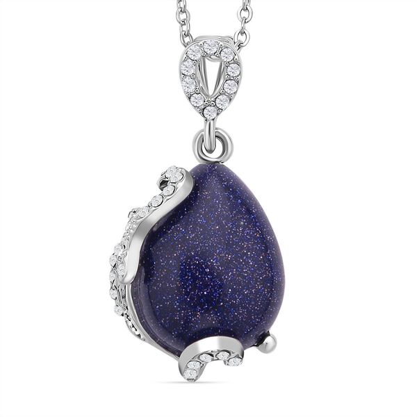 2er Set, Blaue Sandstein Ohrringe und Anh&auml;nger mit Kette, ca. 14.00 ct image number 3