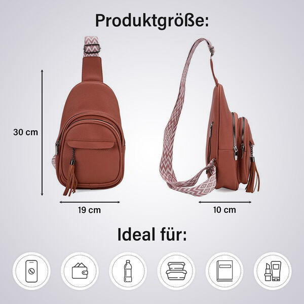 Rosa PU Brusttasche und LA MAREY Ombre Chiffon Seiden Schal image number 6