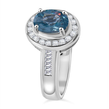 AA Blauer Zirkon, Wei&szlig;er Zirkon Ring, 925 Silber rhodiniert, (Gr&ouml;&szlig;e 18.00) ca. 3.35 ct