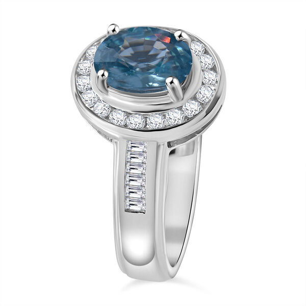 AA Blauer Zirkon, Weißer Zirkon Ring, 925 Silber rhodiniert, (Größe 18.00) ca. 3.35 ct image number 2