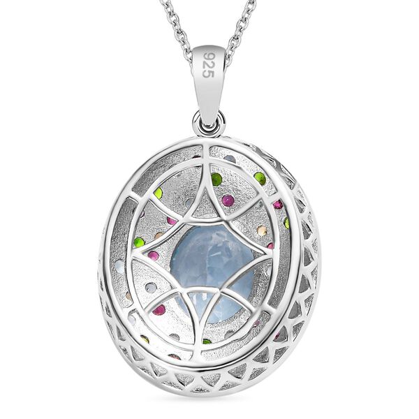 Himmelblauer Topas, Mehrfarbiger Edelstein Anh&auml;nger mit Kette ca. 50 cm, 925 Silber rhodiniert ca. 6.34 ct image number 5