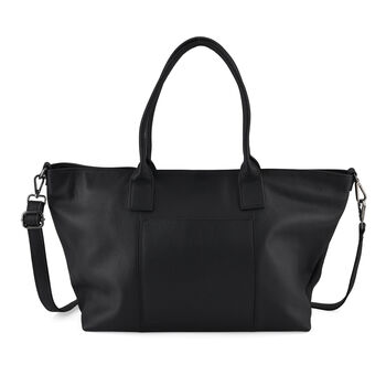 Echtleder-Schultertasche, Shopper-Design, Rei&szlig;verschluss, abnehmbarer Schulterriemen, 38x17x30 cm, Schwarz