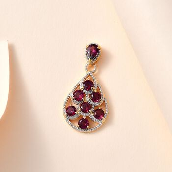 Rhodolith Granat Anh&auml;nger 925 Silber Gelbgold Vermeil ca. 2,78 ct.