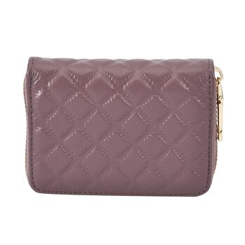 Close out Deal - Rautenf&ouml;rmig gesteppte Brieftasche aus 100% echtem Leder, 10x2x9cm, lila