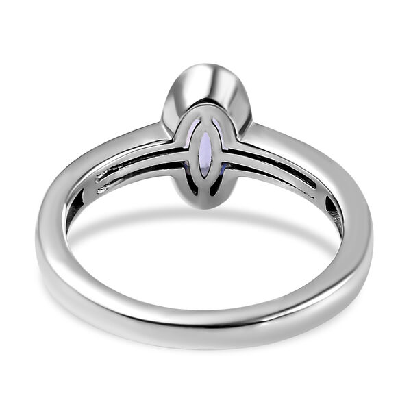 AA Tansanit und wei&szlig;er Zirkon-Ring, 925 Silber platiniert  ca. 0,74 ct image number 6