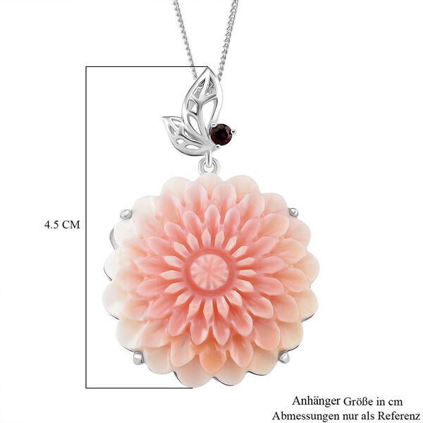 D'Joy Natürlicher Rosa Königsmuschel Perle, Roter Granat Schmuckset ca. 45 cm 925 Silber rhodiniert image number 6