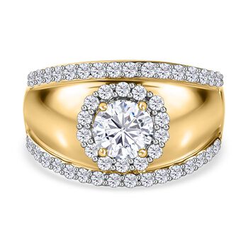 Moissanit Ring, 925 Silber vergoldet, (Gr&ouml;&szlig;e 16.00) ca. 1.19 ct