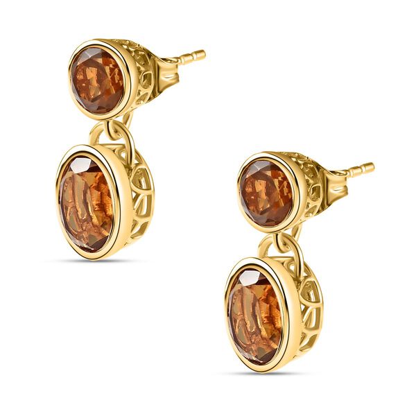 Champagner Triplett Quarz Ohrringe - 6,24 ct. image number 4