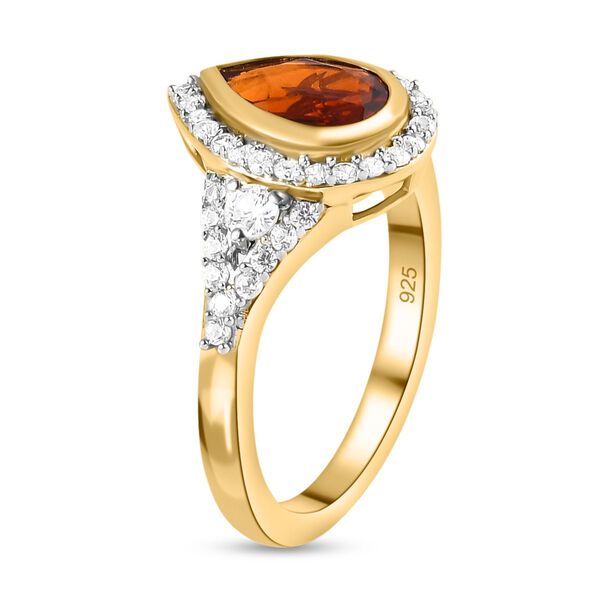 Kirschcitrin und wei&szlig;er Zirkon Ring, 925 Silber vergoldet, ca. 1.85 ct image number 5