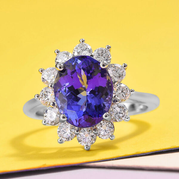 RHAPSODY Tansanit und Diamant Halo-Ring in Platin image number 2