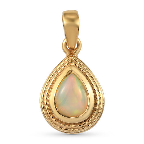 Natürlicher, äthiopischer Opal Solitär-Anhänger in Silber image number 0
