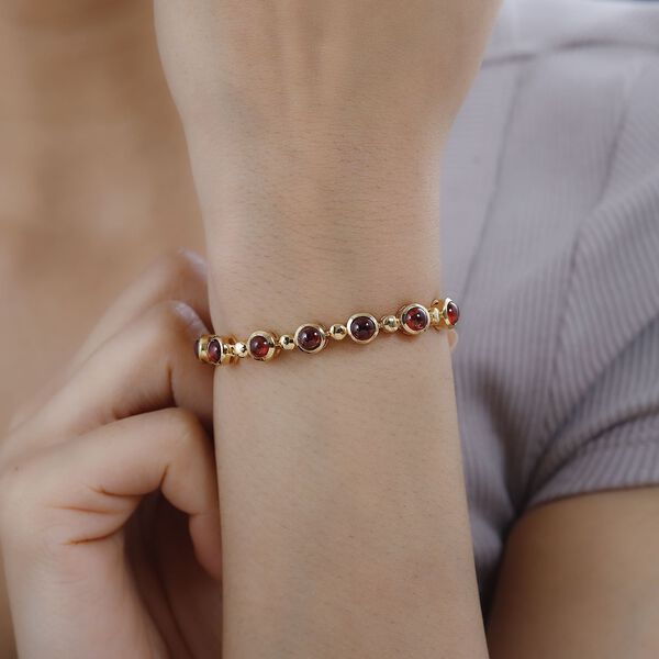 Mosambik Granat Armband ca. 19 cm 925 Silber Gelbgold Vermeil ca. 9,38 ct. image number 3