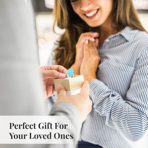 LUXORO zertifiziert und gepr&uuml;ft AAA Sleeping Beauty T&uuml;rkis und Diamant Ring in 417 Wei&szlig;gold - 5,50 ct. image number 6