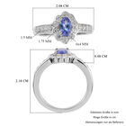 AA Tansanit Ring 925 Silber Platin-Überzug image number 5