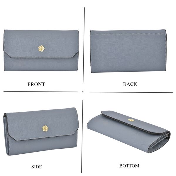 Echtleder Clutch mit Metallriemen, grau image number 4
