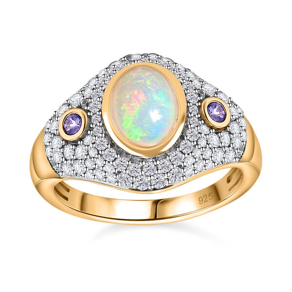 AA nat&uuml;rlicher, &auml;thiopischer Welo Opal, Tansanit und Zirkon-Ring - 2,28 ct. image number 4