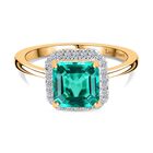 LUXURIANT DIAMOND - Lab Grown Kolumbianischer Smaragd, Lab Grown Diamant Ring 925 Silber 750 Gelbgold Vermeil (Größe 17.00) ca. 1.70 ct