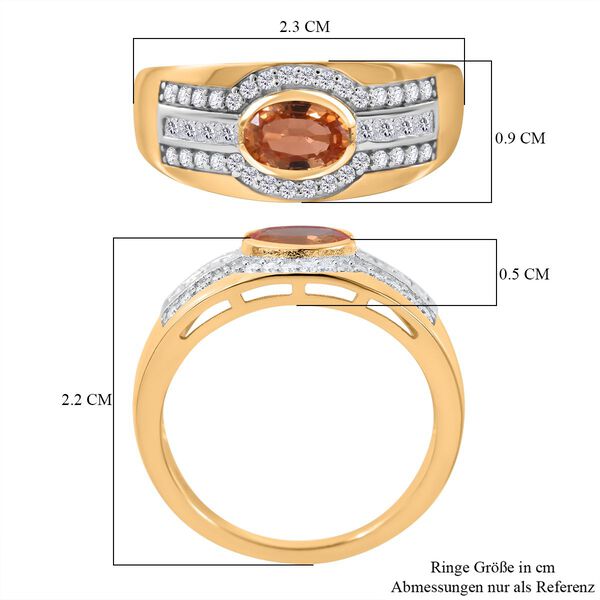 AAA Ceylon orange Saphir und Moissanit Ring- 1,42 ct. image number 4