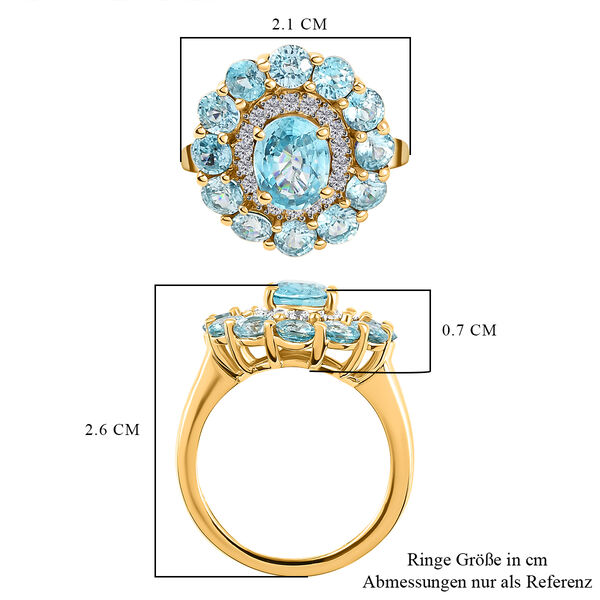 Kambodschanischer, blauer Zirkon-Ring, 925 Silber vergoldet  ca. 5,79 ct image number 7
