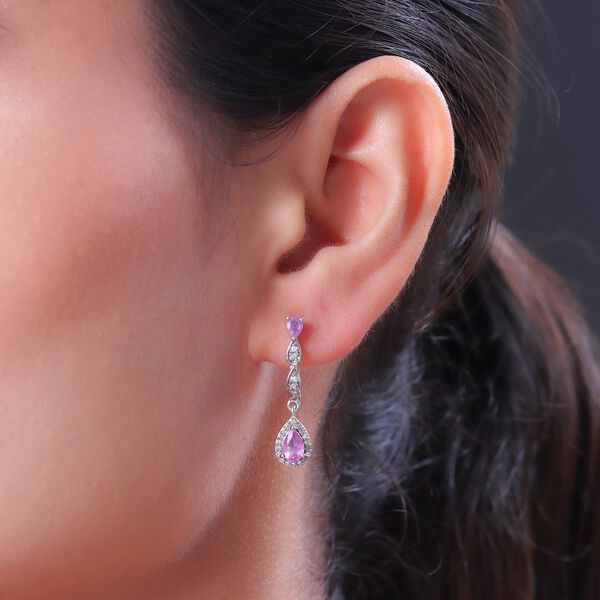 Ilakaka rosa Saphir (Fissure gef&uuml;llt)-Ohrringe, 925 Silber platiniert ca. 1.96 ct image number 3