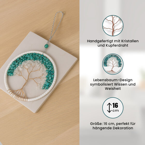 Handgefertigter Traumf&auml;nger mit T&uuml;rkisstein aus Kupferdraht, 16cm, T&uuml;rkisblau image number 3