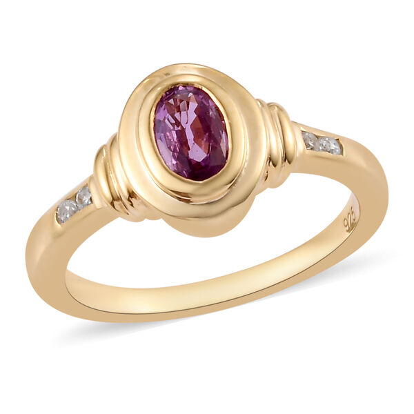 Rosa Saphir und Zirkon-Ring, 925 Silber vergoldet, 0,63 ct. image number 4