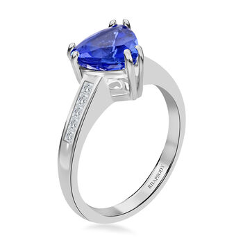 RHAPSODY zertifizierter und gepr&uuml;fter AAAA Tansanit und VS EF Diamant Ring in 950 Platin - 2 ct.