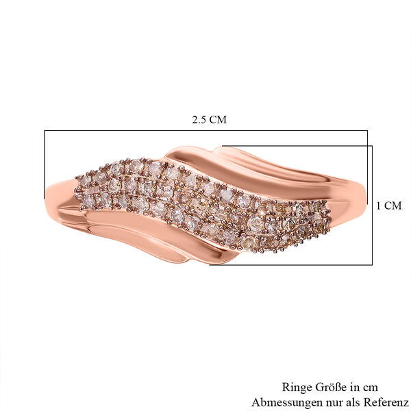 Nat&uuml;rlicher Champagner Diamant-Ring, 925 Silber Ros&eacute;gold Vermeil - 0,25 ct. image number 5