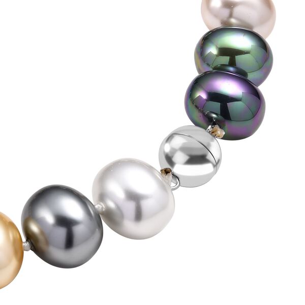 Mehrfarbige Muschelperlen (19 mm) Halskette ca. 50 cm 316L Edelstahl image number 5