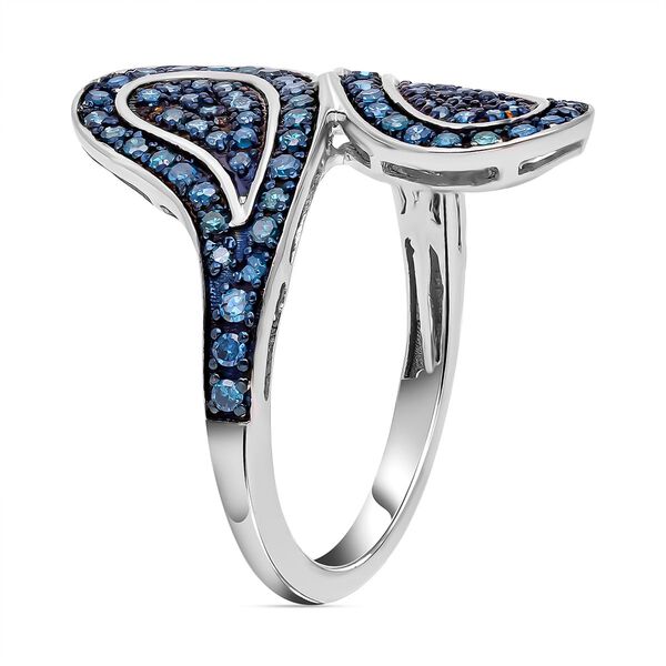 Blauer Diamant Ring, 925 Silber platiniert (Gr&ouml;&szlig;e 16.00) ca. 0,50 ct image number 4