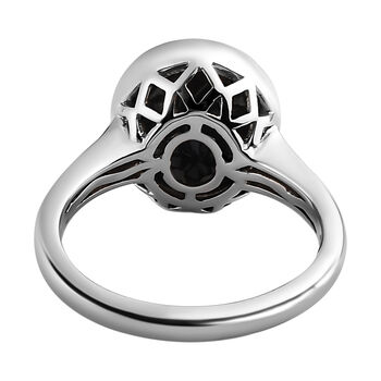 Schwarzer Saphir Ring, 925 Silber platiniert, ca. 5.84 ct