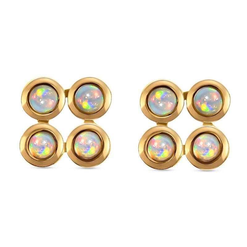 Natürliche, äthiopische Opal-Ohrringe, 925 Silber vergoldet ca. 0.65 ct image number 0