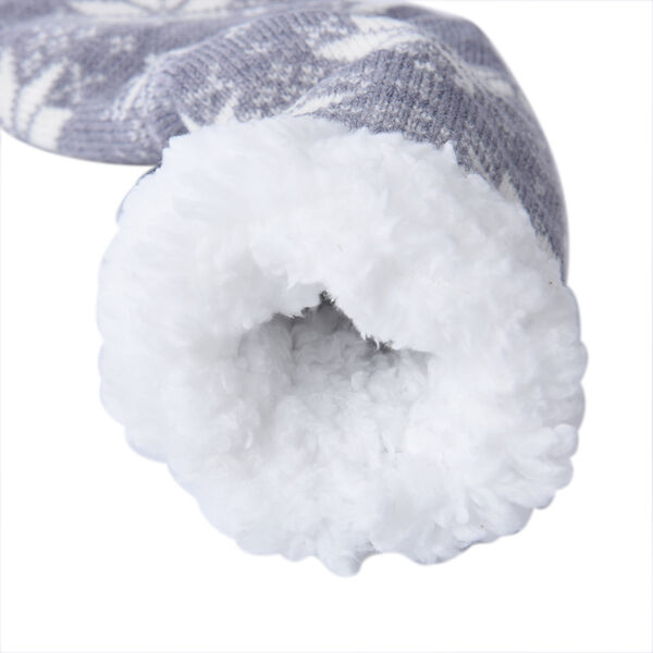 2er-Set - Rutschfeste Haussocken mit Sherpafutter, Schneeflockenmuster, Einheitsgr&ouml;&szlig;e, Schwarz-Wei&szlig; und Grau-Wei&szlig; image number 5