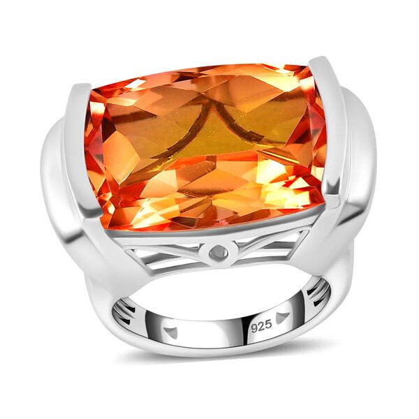 Padparadscha Quarz Triplette Ring 925 Silber rhodiniert (Größe 20.00) ca. 23,23 ct image number 4