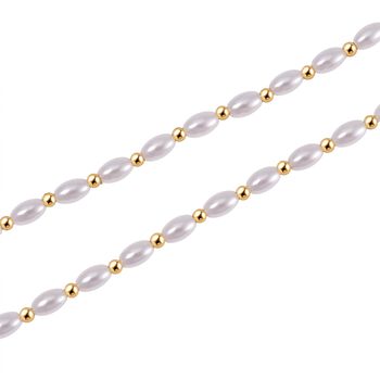 Wei&szlig;e Muschelkernperle (6x4 mm) Halskette ca. 50 cm + 5 cm Extender