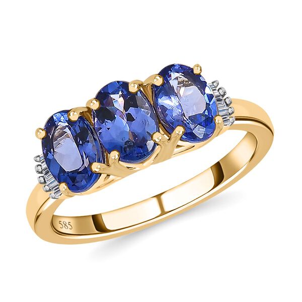 AAA Tansanit und Diamant Ring in 585 Gelbgold - 2,02 ct. image number 6