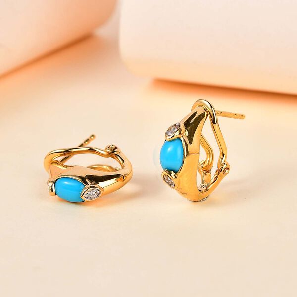 AA Sleeping Beauty Türkis und Zirkon Ohrringe - 1,02 ct. image number 2