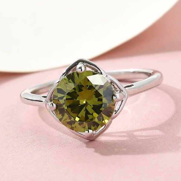 LUSTRO STELLA Peridot Zirkonia Ring 925 Silber platiniert  ca. 3,35 ct image number 2