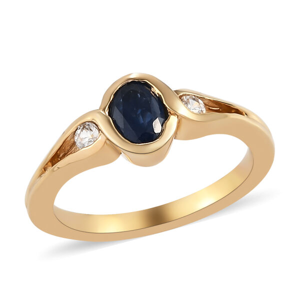 Blauer Saphir und Zirkon-Ring, 925 Silber vergoldet  ca. 0,77 ct image number 2