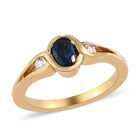 Blauer Saphir und Zirkon-Ring, 925 Silber vergoldet  ca. 0,77 ct image number 3