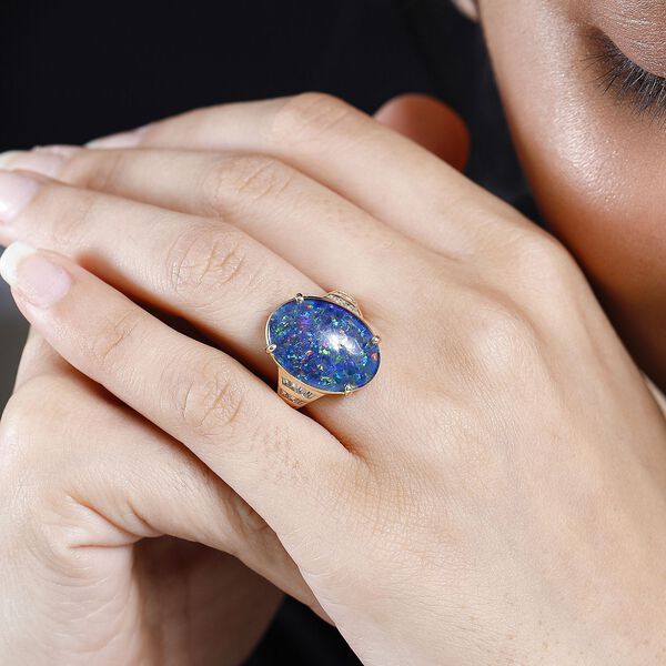 Boulder Opal Triplett und Zirkon Ring - 7,14 ct. image number 3