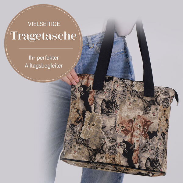 Vielseitige Tragetasche mit Kätzchen-Muster, 38x13x33cm image number 2