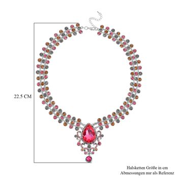 Mehrfarbiger Kristall Halskette ca. 50 cm Legierung